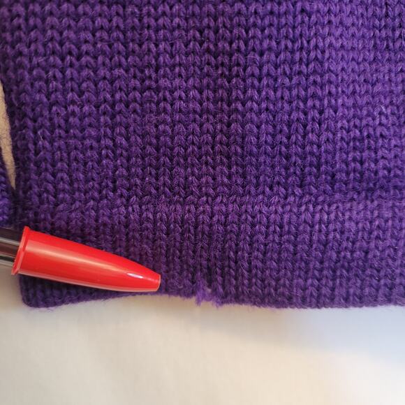 Revere 100% Wool Purple Button-Front Cardigan Vintage Women's Sweater Pockets - Picture 6 of 12